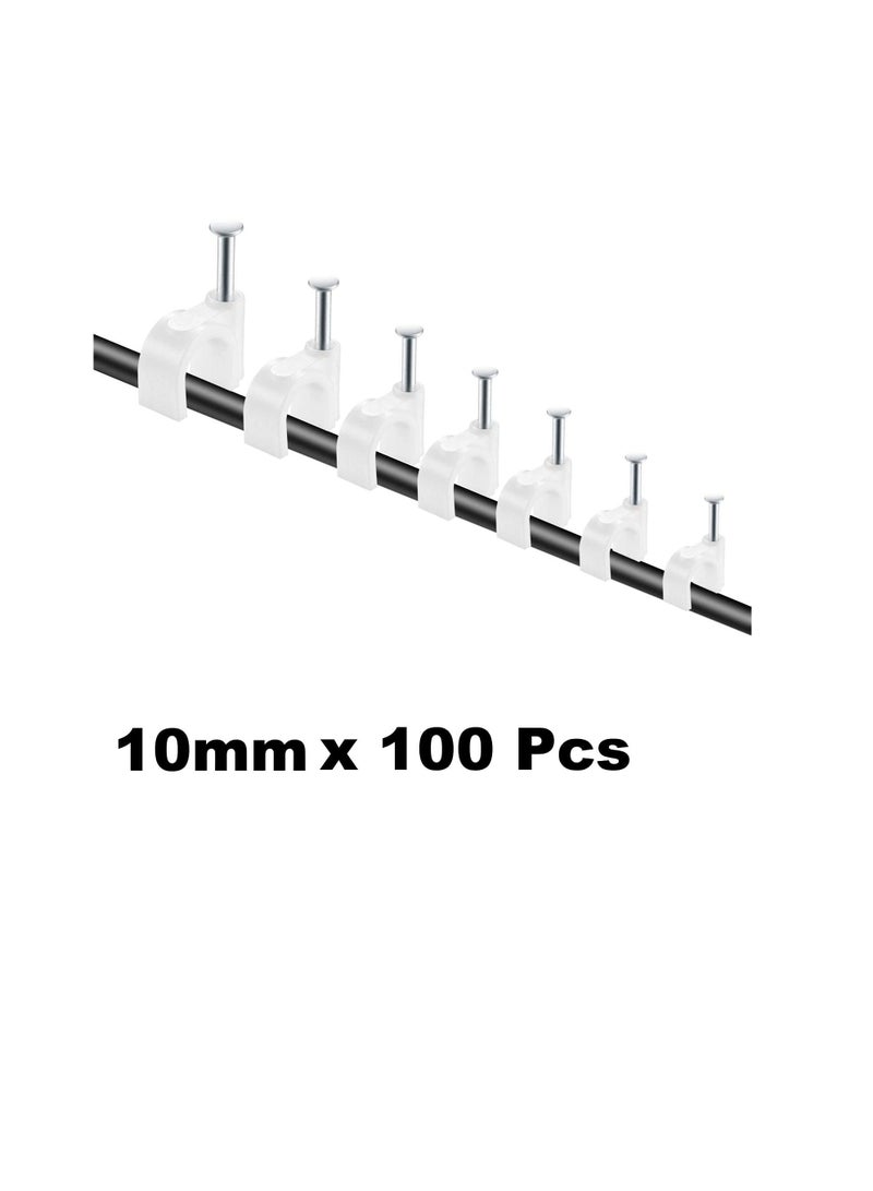 Electrical Cable Wire Round Clips, Steel Nail Holder for Organizing Electrical Wire Cable Lines White 10mm 100pcs - Image 1