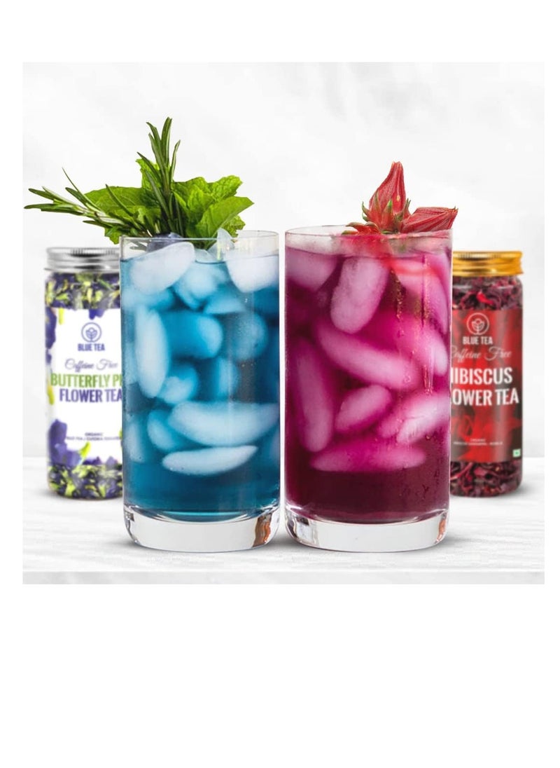BLUE TEA COMBO  Butterfly Pea Flower Tea 25g  Hibiscus Tea  50g Diwali Gifts  SUPER ANTI OXIDANT  Flower Based  Caffeine Free Detox Tea Feature  - Image 3