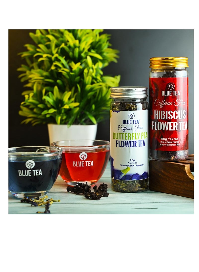 BLUE TEA COMBO  Butterfly Pea Flower Tea 25g  Hibiscus Tea  50g Diwali Gifts  SUPER ANTI OXIDANT  Flower Based  Caffeine Free Detox Tea Feature  - Image 4