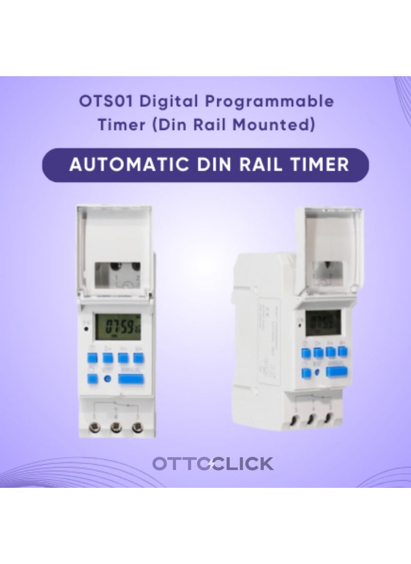 OTTOCLICK - OTTOCLICK Din Rail Digital LCD Power Programmable DailyWeekly Timer Switch Mounted Type Relay 16A Amp Electronic On Off Relay Timer Control Ac 220V Electronic Components - Image 1