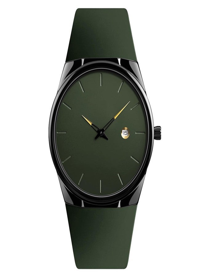 BESTKANG Men's Sports Casual Quartz Watch, 30m Water Resistant, Date Window, Alloy Case & Silicone Strap, 5 Color Options (Black/Red/Khaki/Blue/Army Green) for Everyday, Dress & Outdoor, Green, Fallow - Image 1