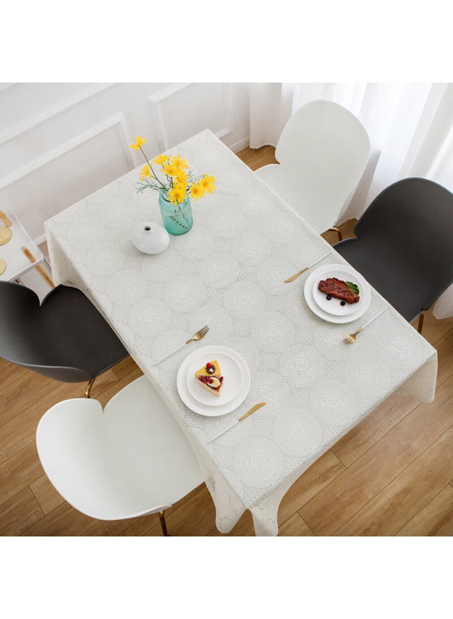Houseware Qinmei Tablecloth, Waterproof, Oil-proof, Heat-resistant, Pvc Fabric, Simple Dining Table Cover, Table Mat, 140*180cm, Nr10 Pearl Luster - Image 2