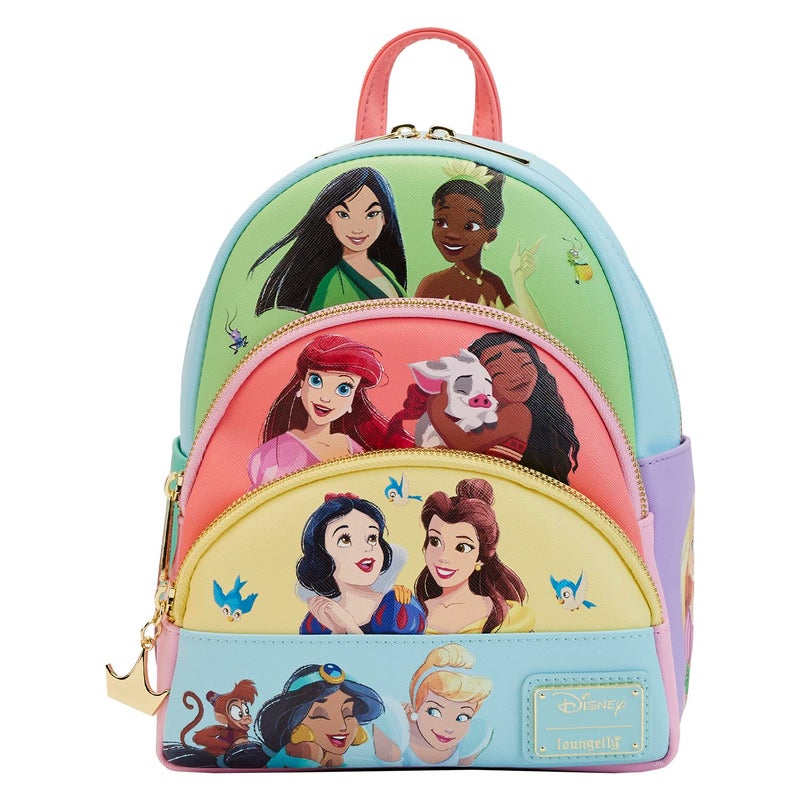 Loungefly Disney Princess Collage Triple Pocket Mini Backpack - Image 1