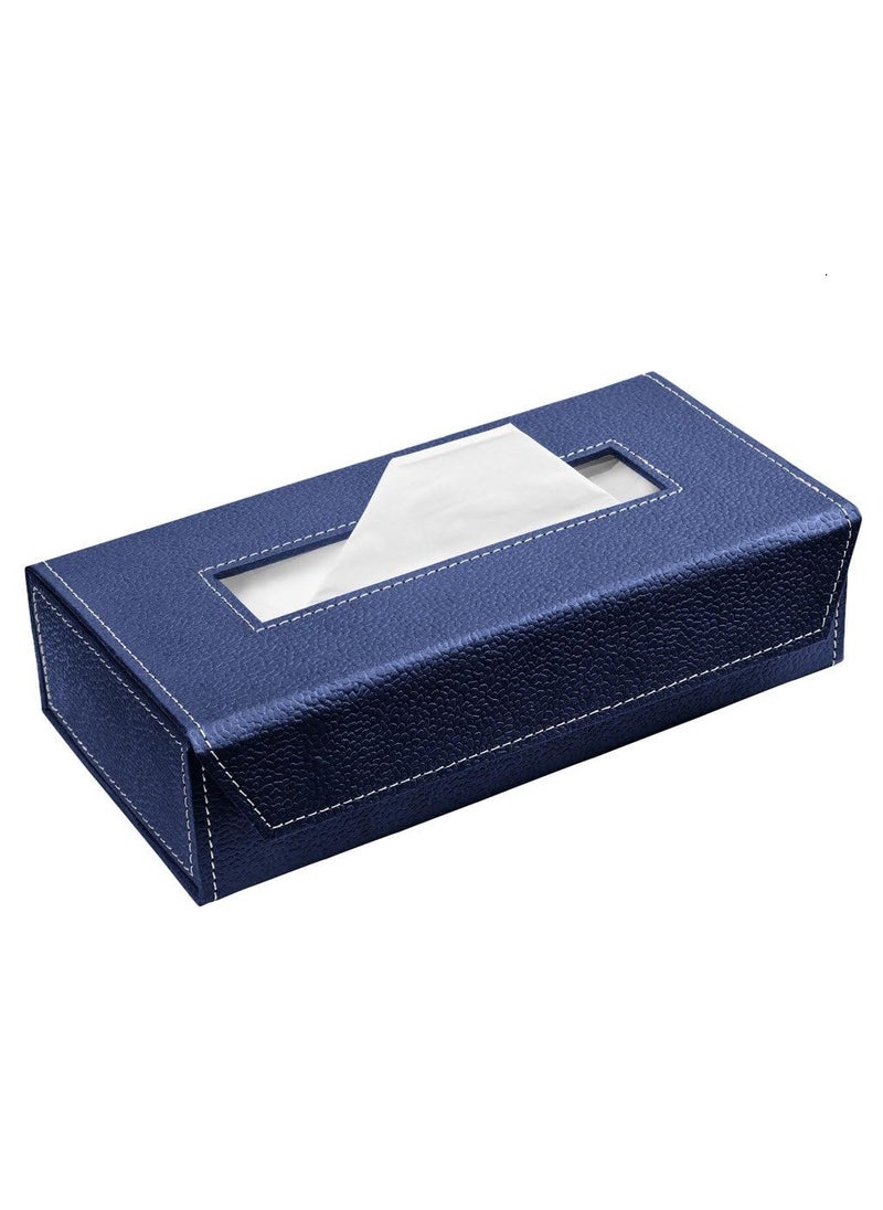 D'HIDES Dhides Handcrafted Tissue Paper Tissue Holder Car Tissue Box Navy Blue Colour  - Image 1