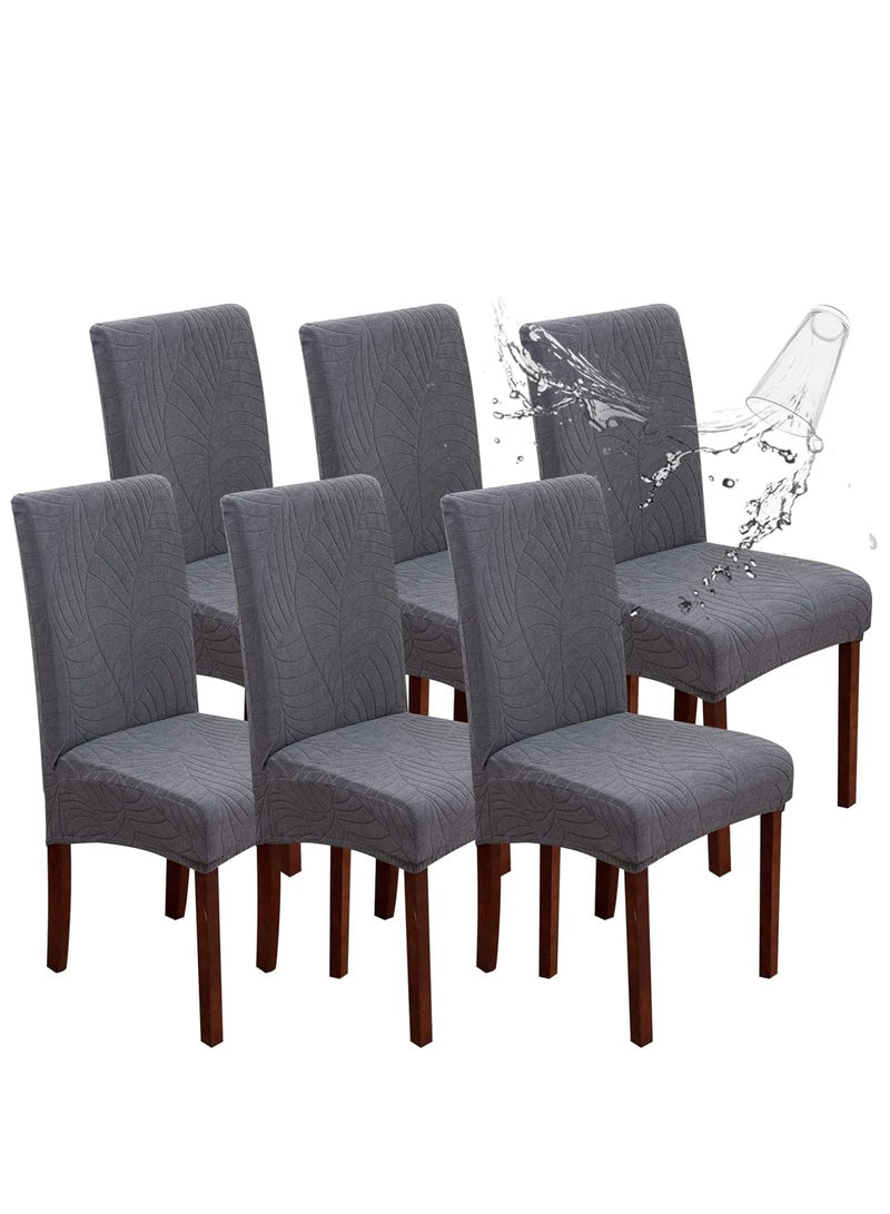 MIXDE Waterproof Chair Covers for Dining Room, Stretch Jacquard Dining Chair Slipcovers, Removable Washable Chair Protector for Kitchen, Hotel, Restaurant - Image 1