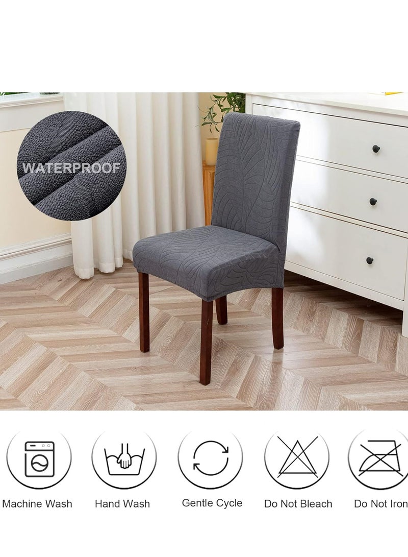 MIXDE Waterproof Chair Covers for Dining Room, Stretch Jacquard Dining Chair Slipcovers, Removable Washable Chair Protector for Kitchen, Hotel, Restaurant - Image 4