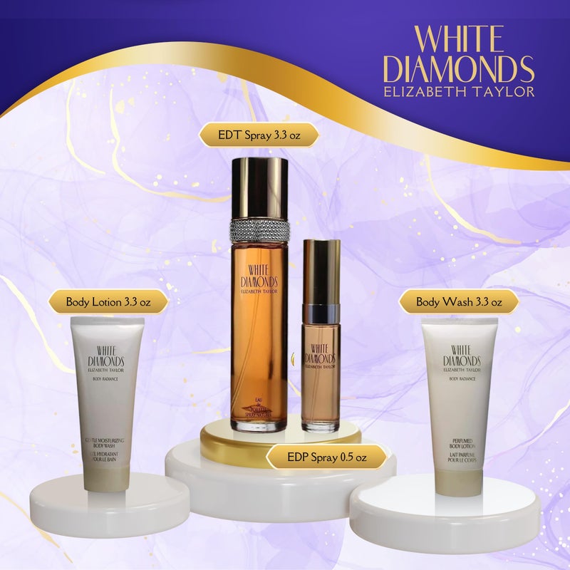 Elizabeth Taylor 4 Piece White Diamonds Fragrance Gift Set for Women - Image 2