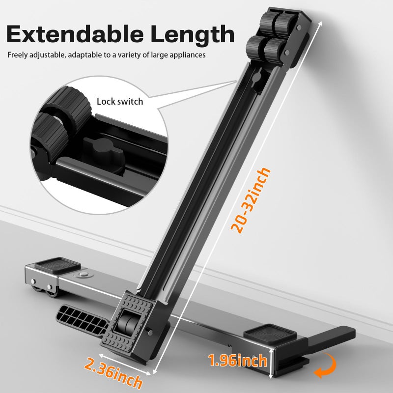 KVRG Appliance Rollers Heavy Duty,Newest Extendable Appliance Sliders,Liftable Washing Machine Base,Easily Move Washer and Dryer Machines,Refrigerators,Furniture-Grey - Image 2