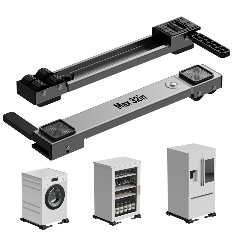 KVRG Appliance Rollers Heavy Duty,Newest Extendable Appliance Sliders,Liftable Washing Machine Base,Easily Move Washer and Dryer Machines,Refrigerators,Furniture-Grey - Image 1