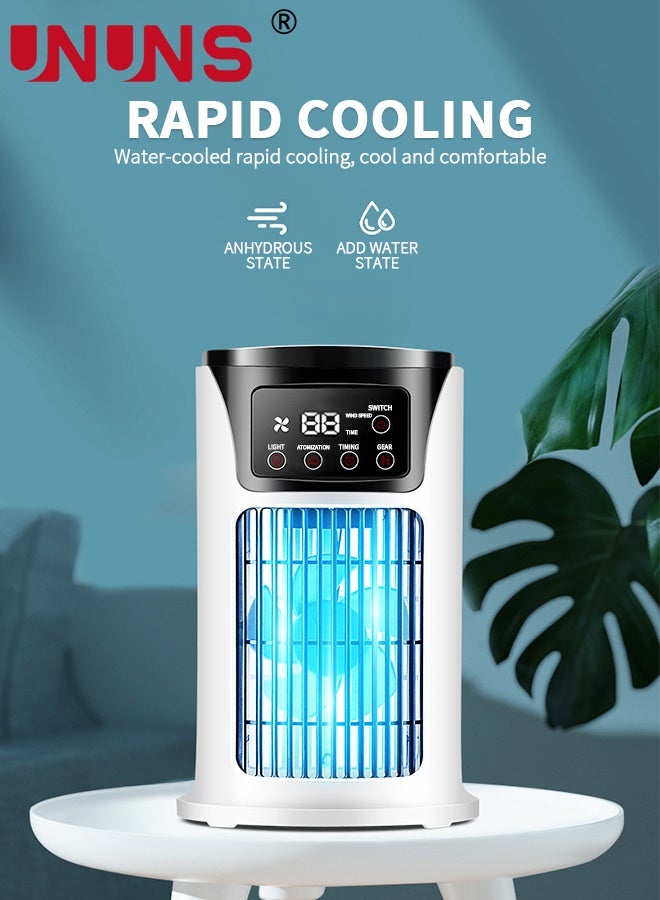 UNUNS Portable Air Conditioner Cooling Fan,Evaporative Mini Air Conditioner With 300ml Tank Capacity,8H Timer And 6 Win Speeds,Adjustable Air Outlet,For Bedroom Office Camping  - Image 3