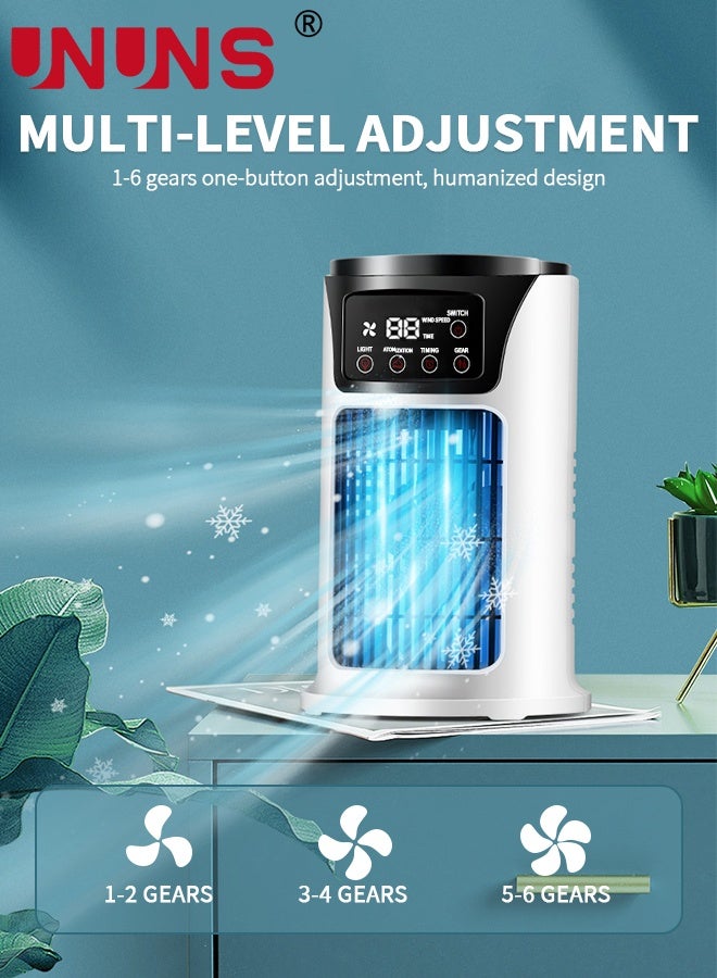 UNUNS Portable Air Conditioner Cooling Fan,Evaporative Mini Air Conditioner With 300ml Tank Capacity,8H Timer And 6 Win Speeds,Adjustable Air Outlet,For Bedroom Office Camping  - Image 4