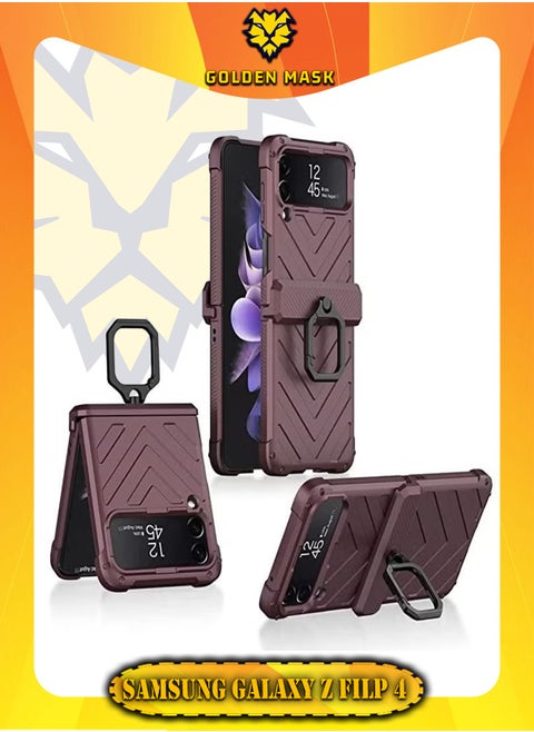 For Samsung Galaxy Z Filp 4 Case Wave Ring- (Wine)