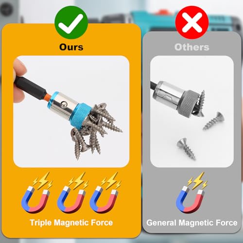 KINYFY 6 Pcs Strong Magnetic Screw Ring with 3 Pcs Ph2 Screwdriver Bit Set, 1/4 Inch/6.35 mm Universal Magnetizer Screw Removable for Hex Screwdriver and Power Bits - Image 5