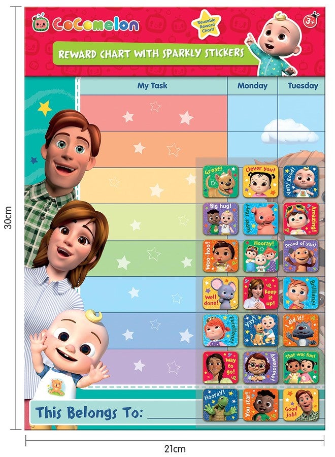 Paper Projects CoComelon Everyday Reward Chart | Includes 56 Sparkly Stickers | Colourful Chart is Wipe-Clean - Image 2