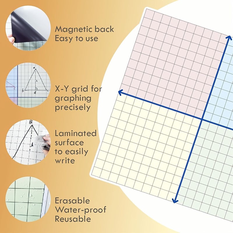 Oversized Magnetic Grid Coordinate Dry Erase Whiteboard 26 X 26 Inches 4 Color Grid Line Drawing Board Graphing Chart Reusable Learning Supply for Teachers Classrooms Home Use - Image 4