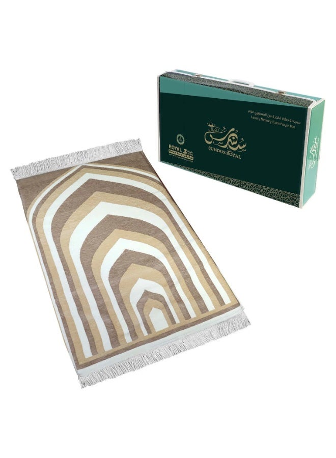 سندس سجادة صلاة تركية فاخرة من سندس رويال، مزودة بثلاث طبقات من إسفنج الذاكرة - سجادة صلاة إسلامية فاخرة لدعم الركبة والمفاصل، فائقة النعومة والثبات، مثالية للاستخدام المنزلي والمسجد (120 × 70 سم) - بني - Image 1