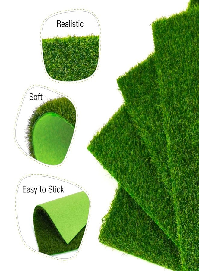 CHAMBERY 4Pcs of 6x6 Inches Fake Grass for Crafts Dollhouse Miniature Garden Accessories - Image 2