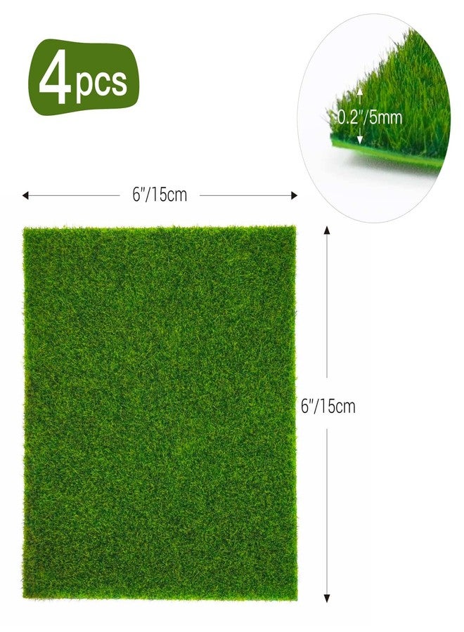 CHAMBERY 4Pcs of 6x6 Inches Fake Grass for Crafts Dollhouse Miniature Garden Accessories - Image 3