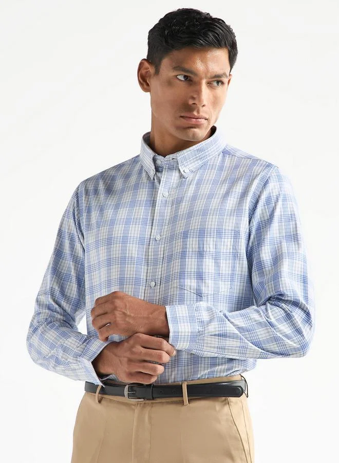 سبلاش فيڤ قميص كاروهات بقصة عادية مع جيب على الصدر