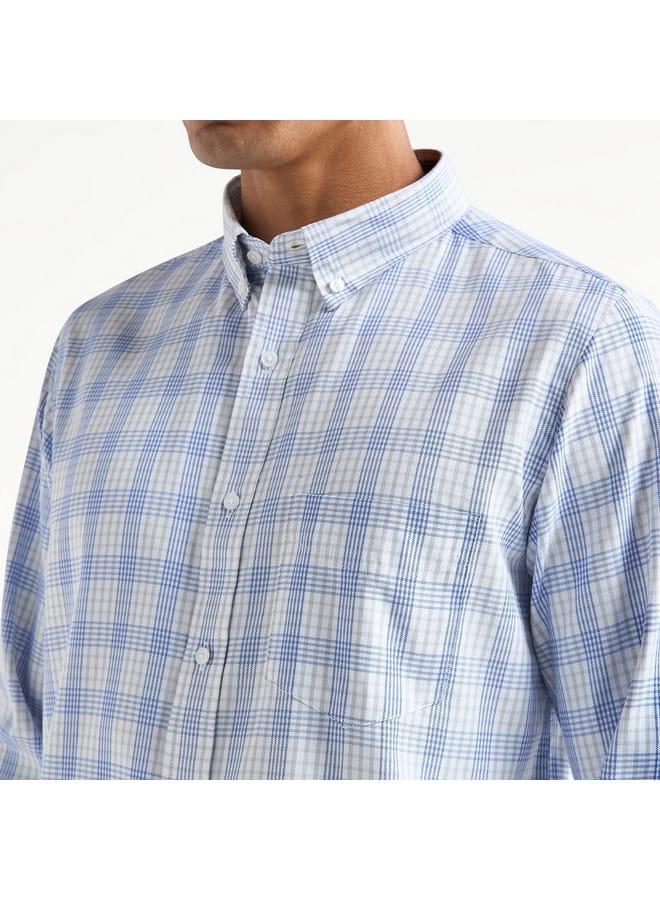 سبلاش فيڤ قميص كاروهات بقصة عادية مع جيب على الصدر - Image 4