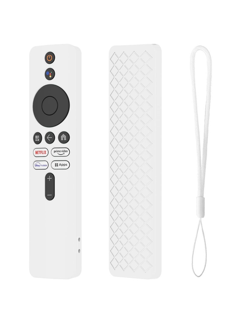 Excefore White Silicone Case for XIAOMI MI Box S Remote - Protective Cover for Xiaomi Mi TV Box S (2nd Gen) - Anti-Slip Skin with Lanyard for Stick Remote Control  - Image 1