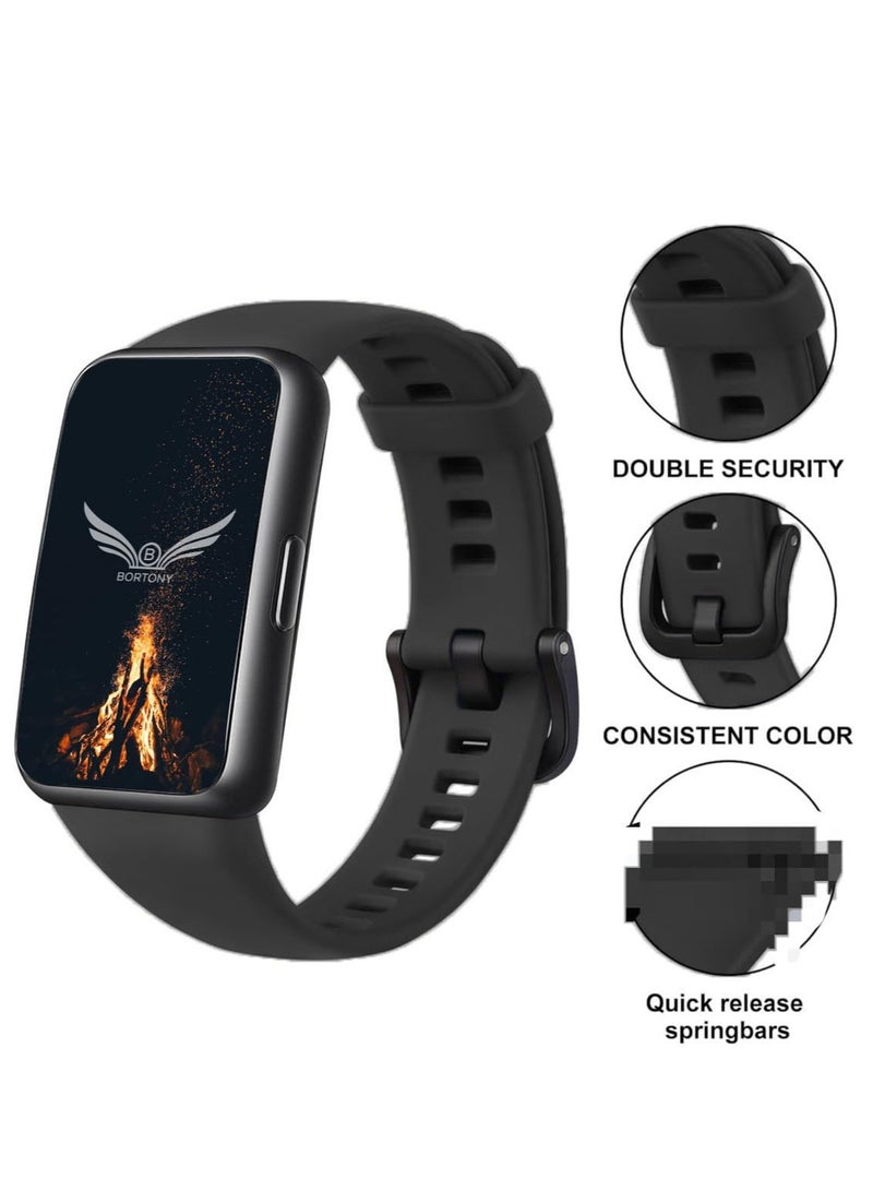 BORTONY Huawei Band 8/9/10 Replacement Watch Straps Band  Durable Silicone Wrist Strap Adjustable for Women Men Fashion Sport Strap Compatible for Huawei Band 10/9/8 - Image 3