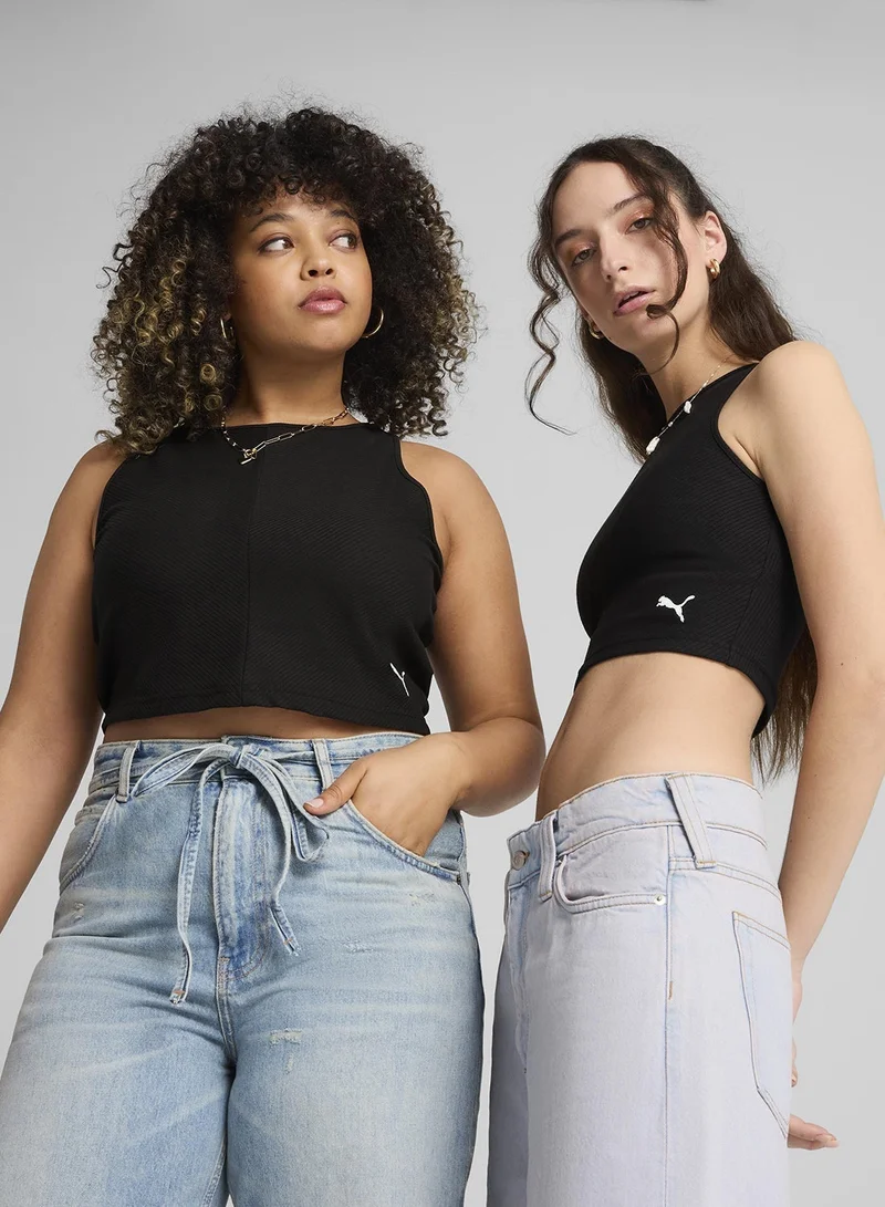 PUMA Wardrobe Essential Ribbed Cropped T-Shirt