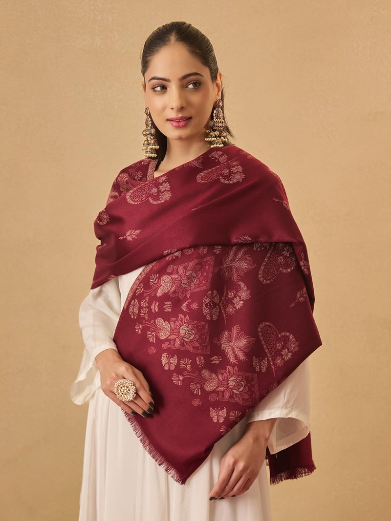 Pashmoda Women Eternal Blooms Kaani Wool Blend Stole (Size : 28x80in, 71X203cm) AVST08 - Image 2