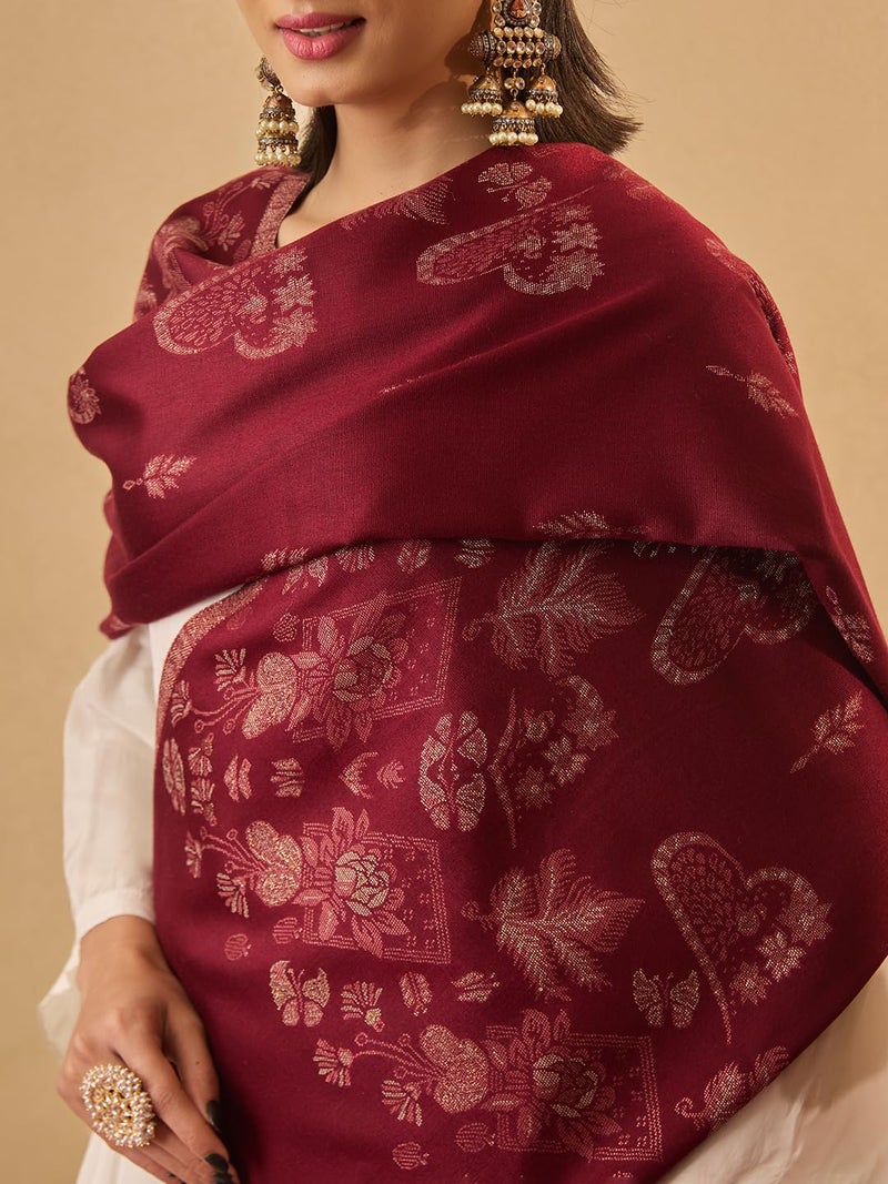 Pashmoda Women Eternal Blooms Kaani Wool Blend Stole (Size : 28x80in, 71X203cm) AVST08 - Image 3