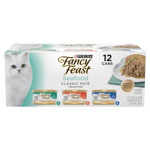 Fancy Feast Purina Fancy Feast Seafood Classic Pate Collection Grain Free Wet Cat Food Variety Pack - (2 Packs of 12) 3 oz. Cans - Image 1