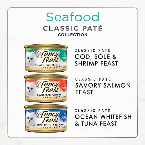Fancy Feast Purina Fancy Feast Seafood Classic Pate Collection Grain Free Wet Cat Food Variety Pack - (2 Packs of 12) 3 oz. Cans - Image 2