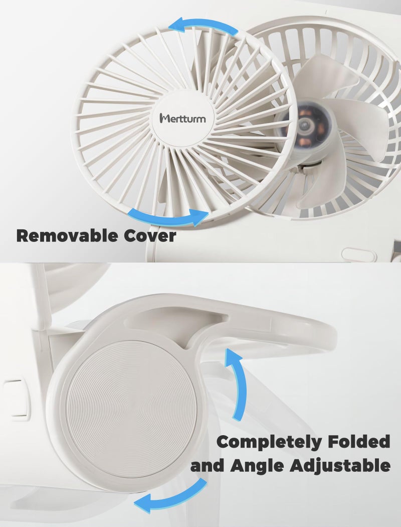 MERTTURM® Portable Desk Fan, Rechargeable Small Table Folding Fan for Powerful Cooling, USB Electric Personal Silent Mini Desktop Fan with 4 Strong Wind Speeds for Home Bedroom Office Travel Outdoor - Image 5