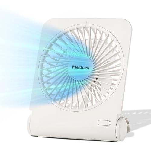 MERTTURM® Portable Desk Fan, Rechargeable Small Table Folding Fan for Powerful Cooling, USB Electric Personal Silent Mini Desktop Fan with 4 Strong Wind Speeds for Home Bedroom Office Travel Outdoor - Image 1