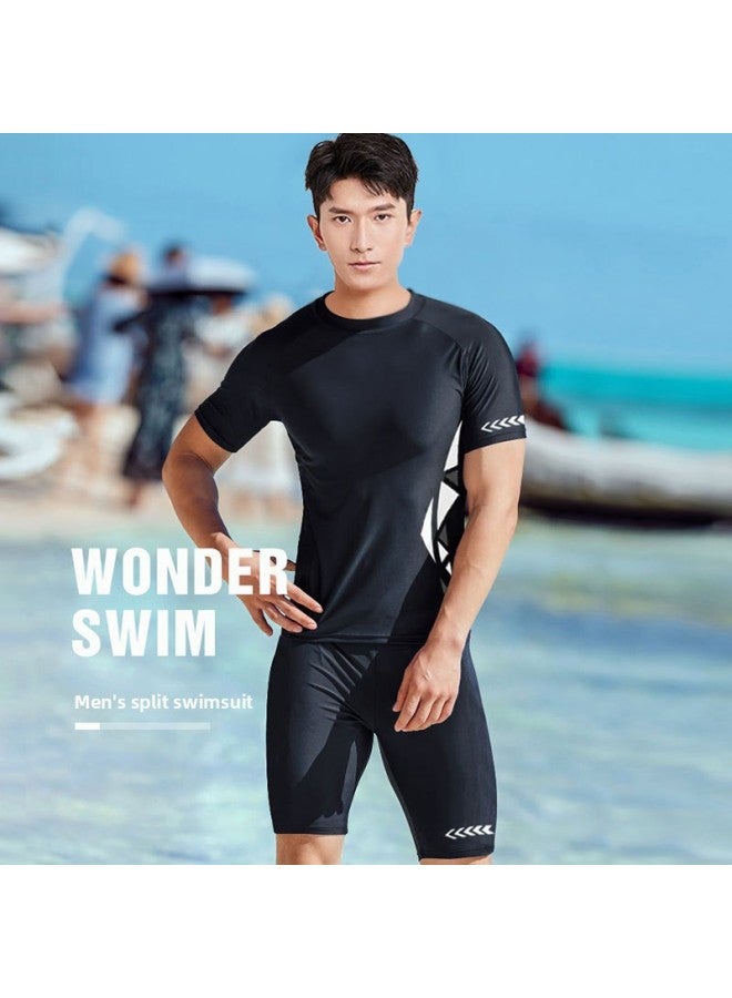 Loquat Swimsuit Male Teenager Junior High School Students High School Women Swimming Suit Short Sleeve Split Swimsuit Full Body Men-Color:Men's 818 Swim Trunks-  - Image 3