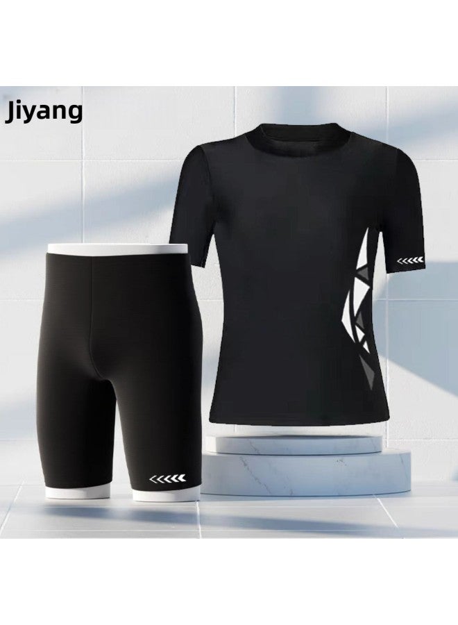 Loquat Swimsuit Male Teenager Junior High School Students High School Women Swimming Suit Short Sleeve Split Swimsuit Full Body Men-Color:Men's 818 Swim Trunks-  - Image 5