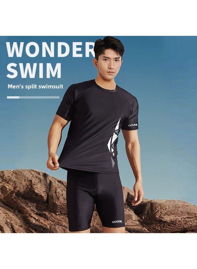 Loquat Swimsuit Male Teenager Junior High School Students High School Women Swimming Suit Short Sleeve Split Swimsuit Full Body Men-Color:Men's 818 Swim Trunks-  - Image 2