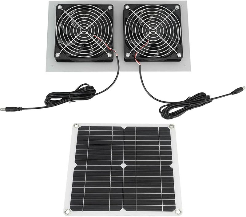 15 Panel Solar Powered Dual Fan Kit IP65 Waterproof Enhanced Low Noise Motor - Image 4