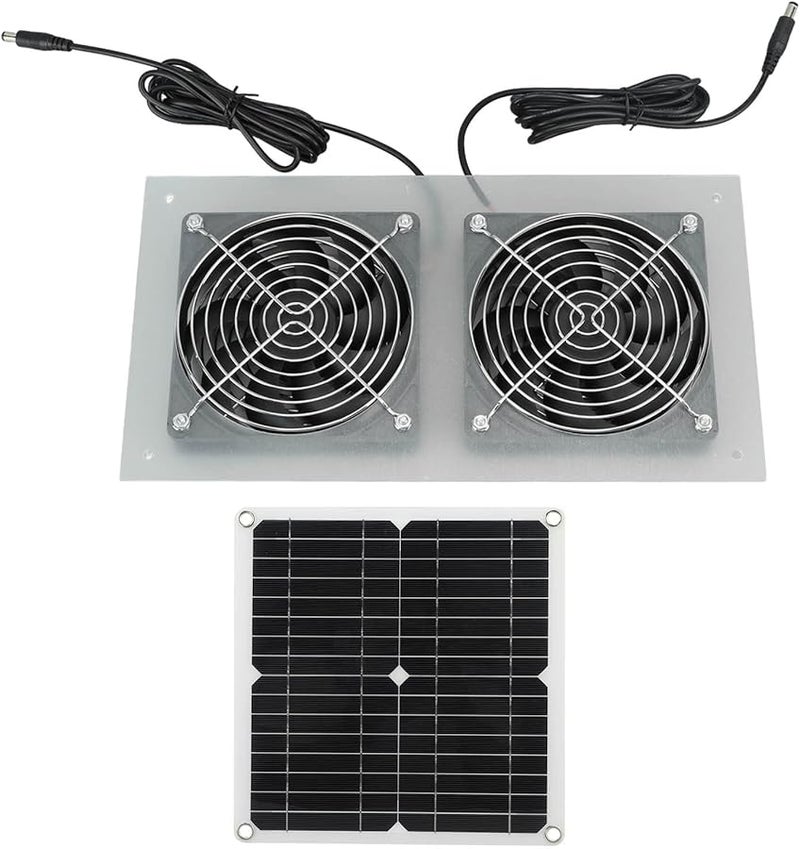15 Panel Solar Powered Dual Fan Kit IP65 Waterproof Enhanced Low Noise Motor - Image 3