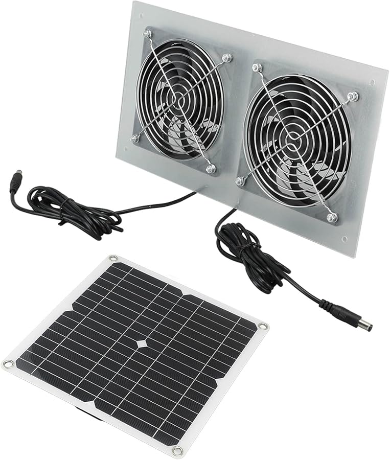 15 Panel Solar Powered Dual Fan Kit IP65 Waterproof Enhanced Low Noise Motor - Image 5