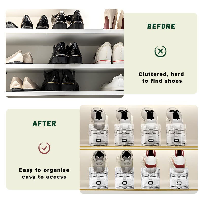 FENRUNXU Shoe Slots Organizer for Closet,36 Pack Shoe Stacker Shoes Rack Organizer for Closet Space Saver Storage Shoe Holder Organization(Transparent) - Image 3