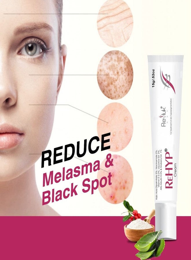 Revluk Rehyp Pigmentation Cream for Women - Dark Spot Remover, Brightening Face Cream with Kojic Acid & Alpha Arbutin - Paraben-Free, Dermatologically Tested - 15g - Image 2