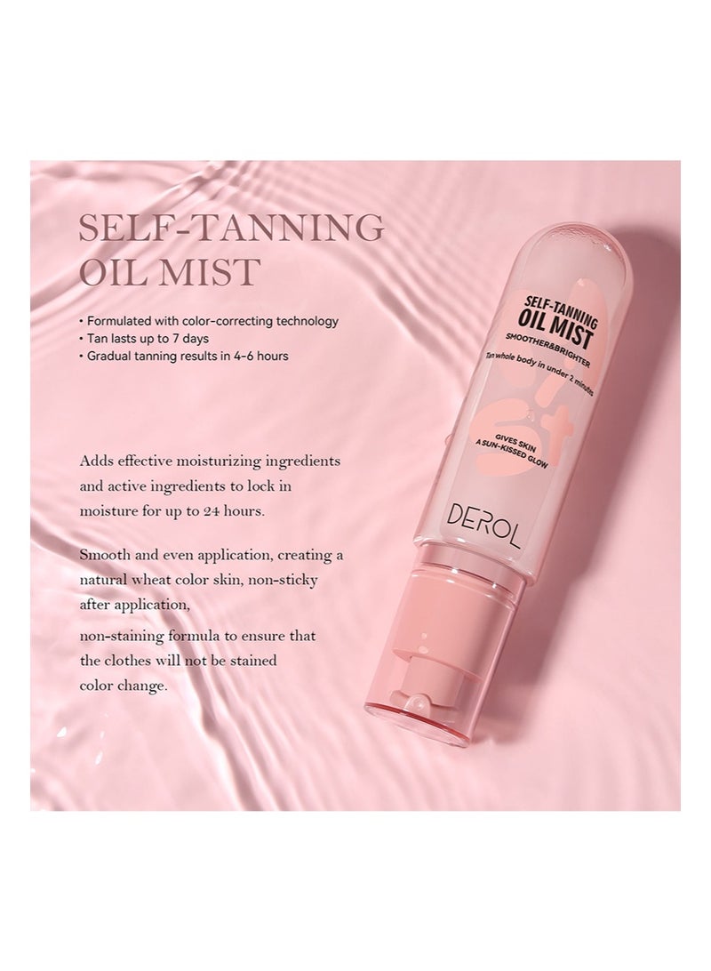 ديرول رذاذ زيت تسمير ذاتي، خفيف (مُشرق بالشمس) - رذاذ تصحيح لون تسمير ذاتي، نباتي، خالٍ من القسوة، 2.7 أونصة سائلة - Image 2