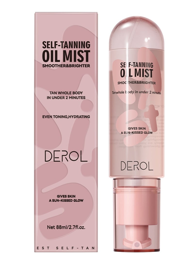 ديرول رذاذ زيت تسمير ذاتي، خفيف (مُشرق بالشمس) - رذاذ تصحيح لون تسمير ذاتي، نباتي، خالٍ من القسوة، 2.7 أونصة سائلة - Image 1