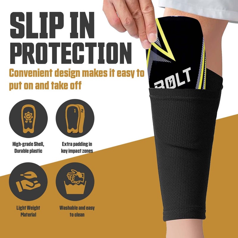 synco Bolt Shin Guard | Slipin Shin Pads For Football Training & Matches | Extra Protection and Comfort | For Youth and Adults | Soccer, Hockey Protection Gear | Durable, Lightweight & Comfortable Fit - Image 3