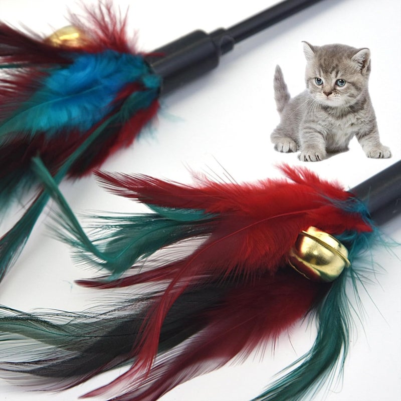 4 Pcs Cat Toy Feather Wand - Interactive Teaser Wand for Cats - Image 3