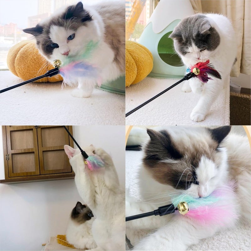 4 Pcs Cat Toy Feather Wand - Interactive Teaser Wand for Cats - Image 2