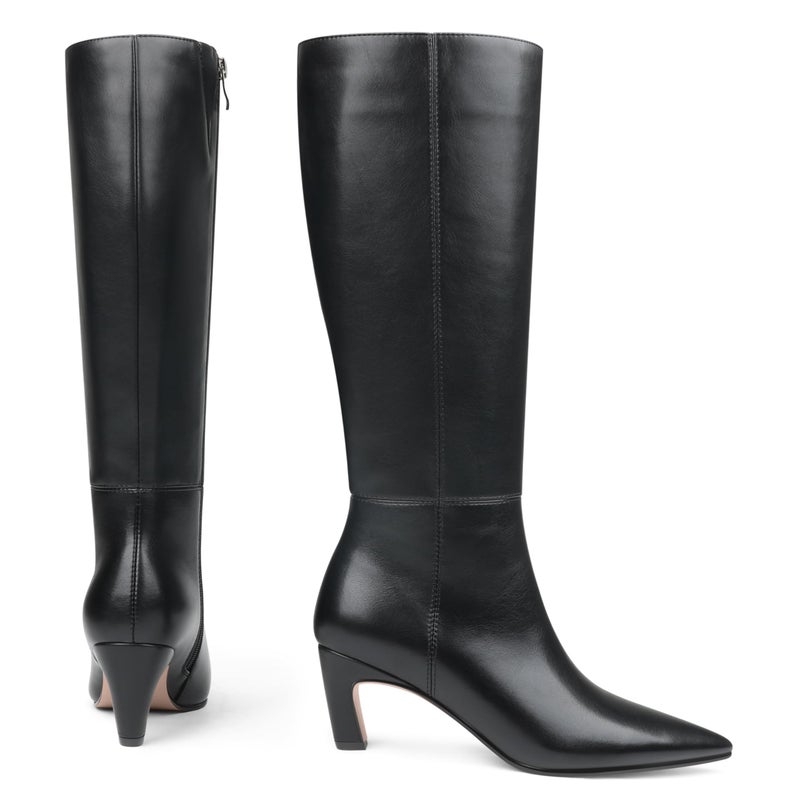 COLETER Women's Knee High Boots Pointed Toe Kitten Low Heel Tall Boots Comfortable Fall Winter Long Boots Black 8.5US - Image 4