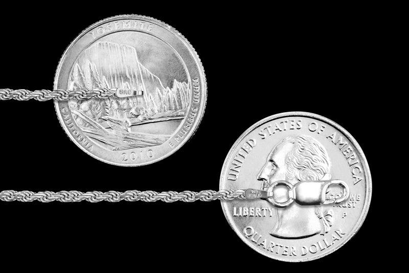Sac Silver Sterling Silver Diamond-Cut Rope Chain 1.7mm Solid 925 Italy New Necklace 20" - Image 2