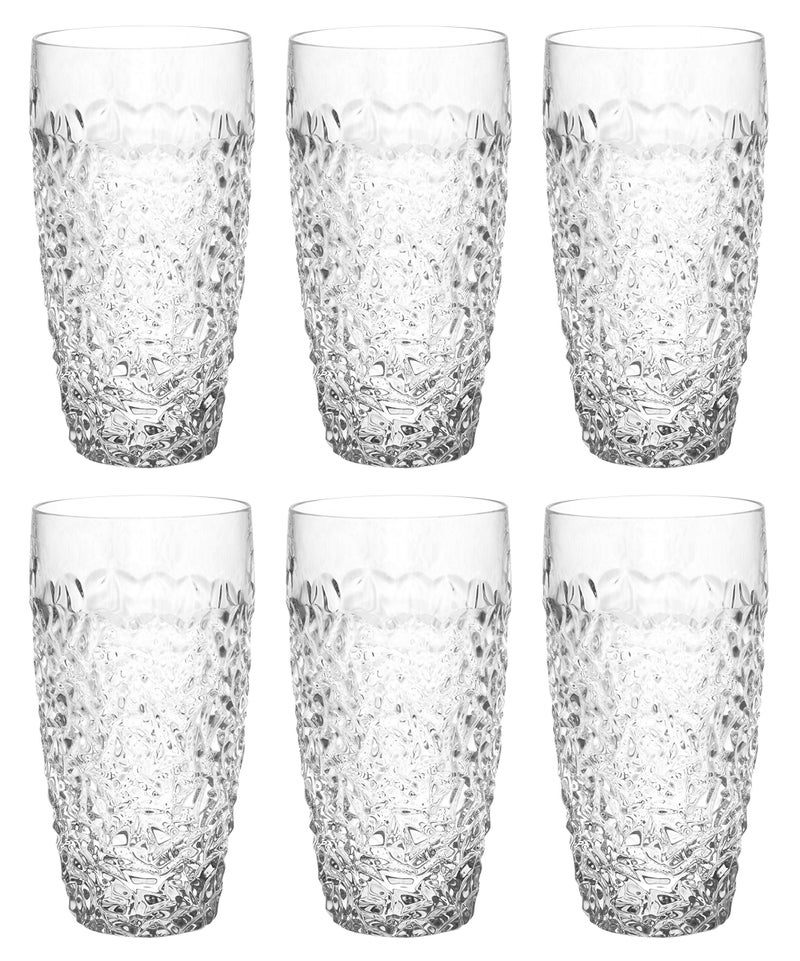 Barski Highball Glass - Crystal Tumbler- Set of 6 Hiball Glasses - Beautiful Designed Drinking Tumblers for Water, Juice, Wine, Beer, and Cocktails - 16 oz. - Made in Europe - Image 1