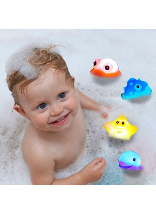 JASNKKONT - Bath Toys 8 Pcs Light Up Floating Rubber Animal Toys Set Flashing Color Changing Light In Water Baby Infants Kids Toddler Child Preschool Bathtub Bathroom Shower Games Swimming Pool Party - Image 1
